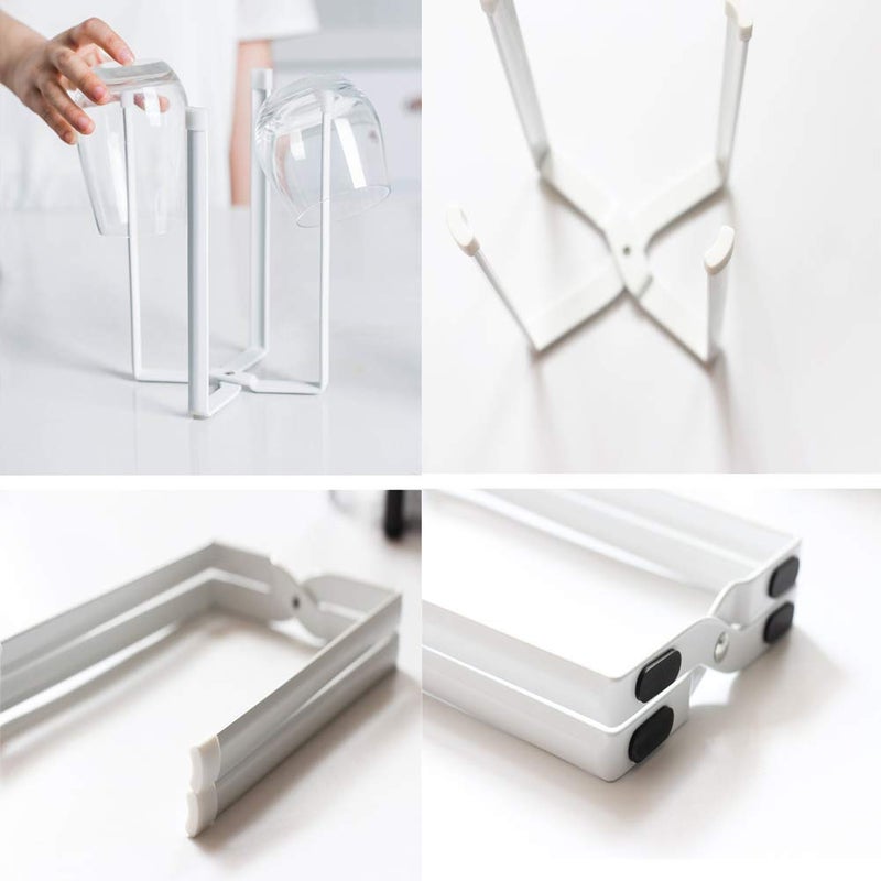 OURASHERO Multifunctional Kitchen Stand Holder for Plastic Bags, Bottles and Cups, Drying Racks Shelf Trash Bag Garbage Bag Holder for Home Kitchen Tower (White) - Image 5